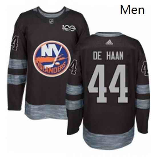 Mens Adidas New York Islanders 44 Calvin de Haan Premier Black 1917 2017 100th Anniversary NHL Jersey